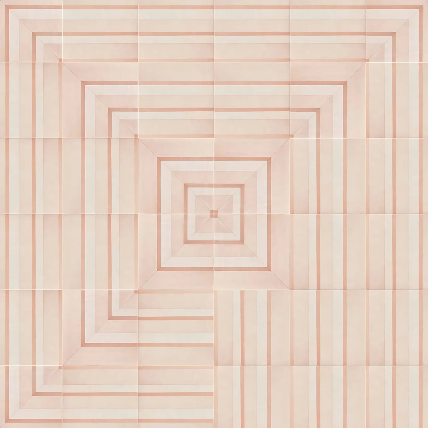 Piastrella Geometrie D’Ombra In Ceramica Rosa Cipria Motivo Quadrato