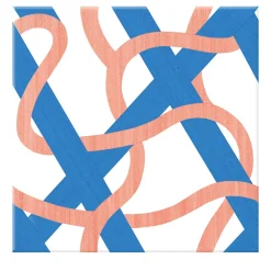 Piastrella Il Guadino In Ceramica Corallo E Blu Motivo Geometrico