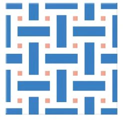 Piastrella Il Saraceno In Ceramica Corallo E Blu Motivo Geometrico