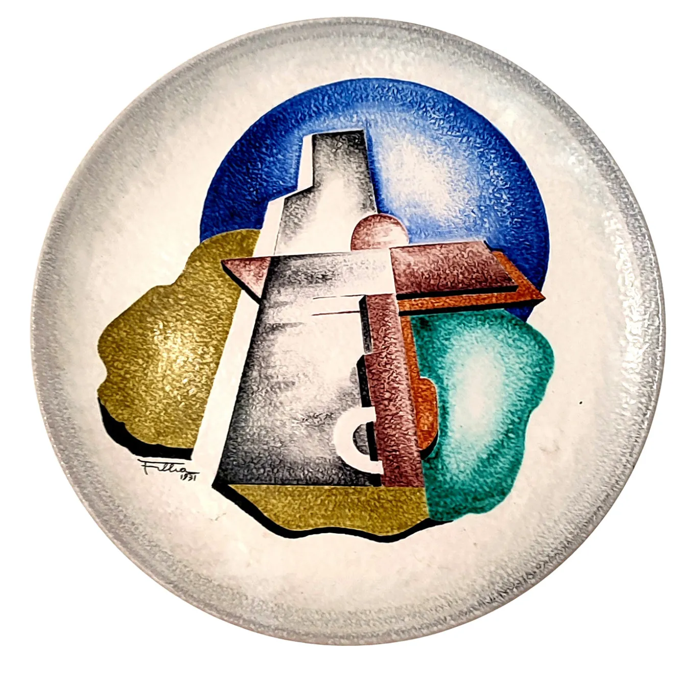 Piatto Decorativo Futurista Aeroplani-Fillia in Ceramica