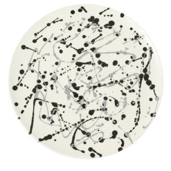 Piatto decorativo in ceramica bianca e nera