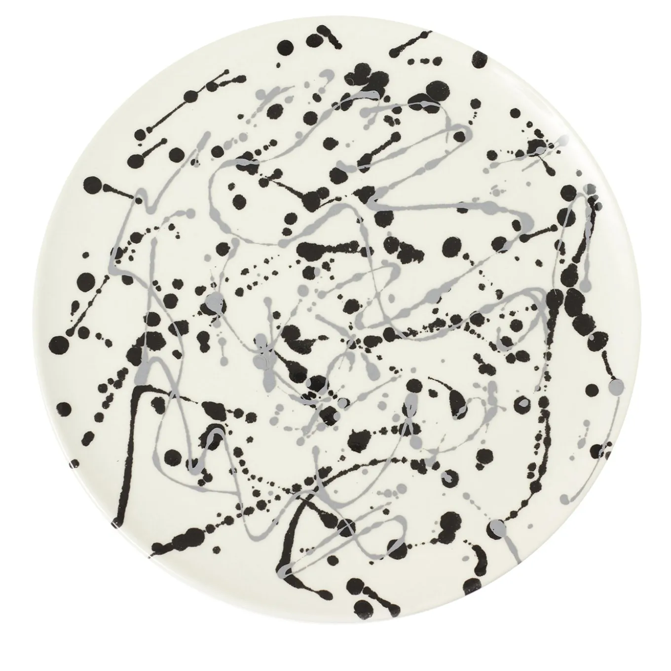 Piatto decorativo in ceramica bianca e nera
