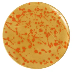 Piatto decorativo in ceramica arancione e caramello