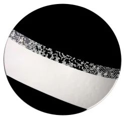 Piatto decorativo in vetro di Murano bianco e nero di Andrea Orso