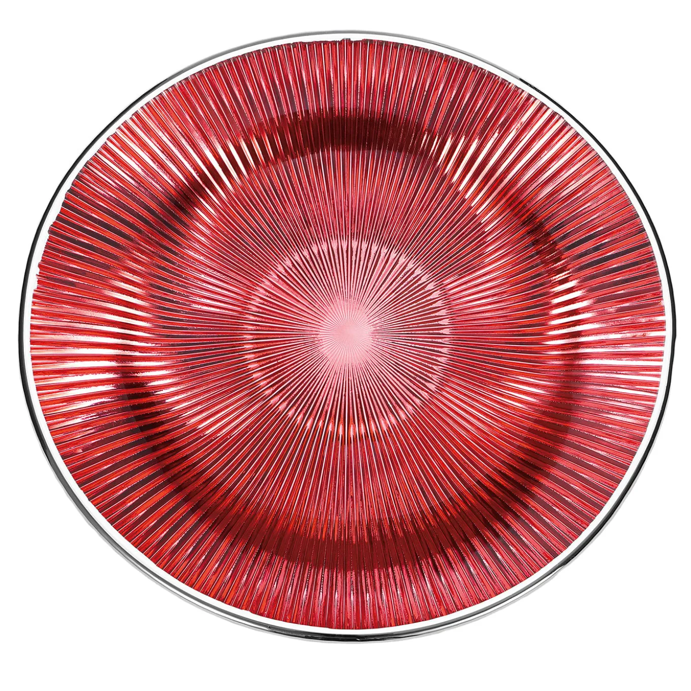 Piatto Decorativo in Vetro Rosso Lirica