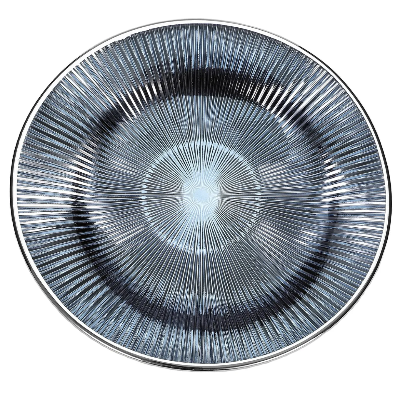 Piatto Decorativo in Vetro Azzurro Lirica