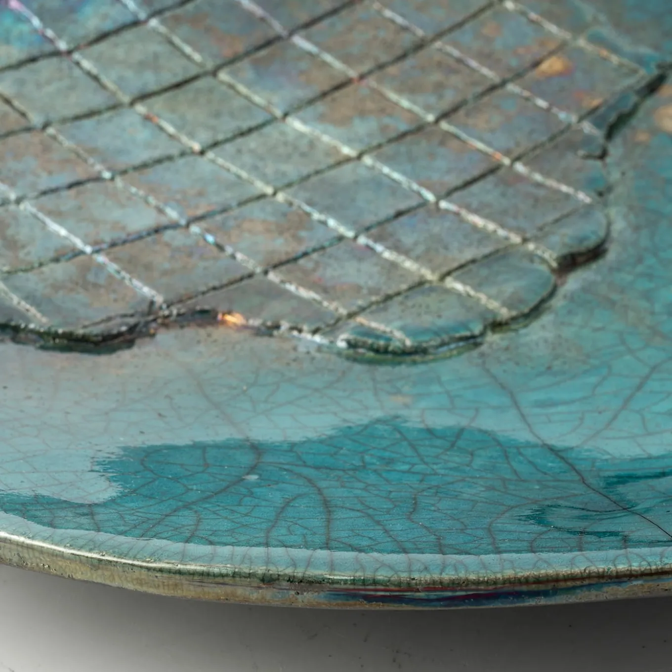 Piatto Decorativo Riflessi Veneziani In Ceramica Blu Di Nino Basso