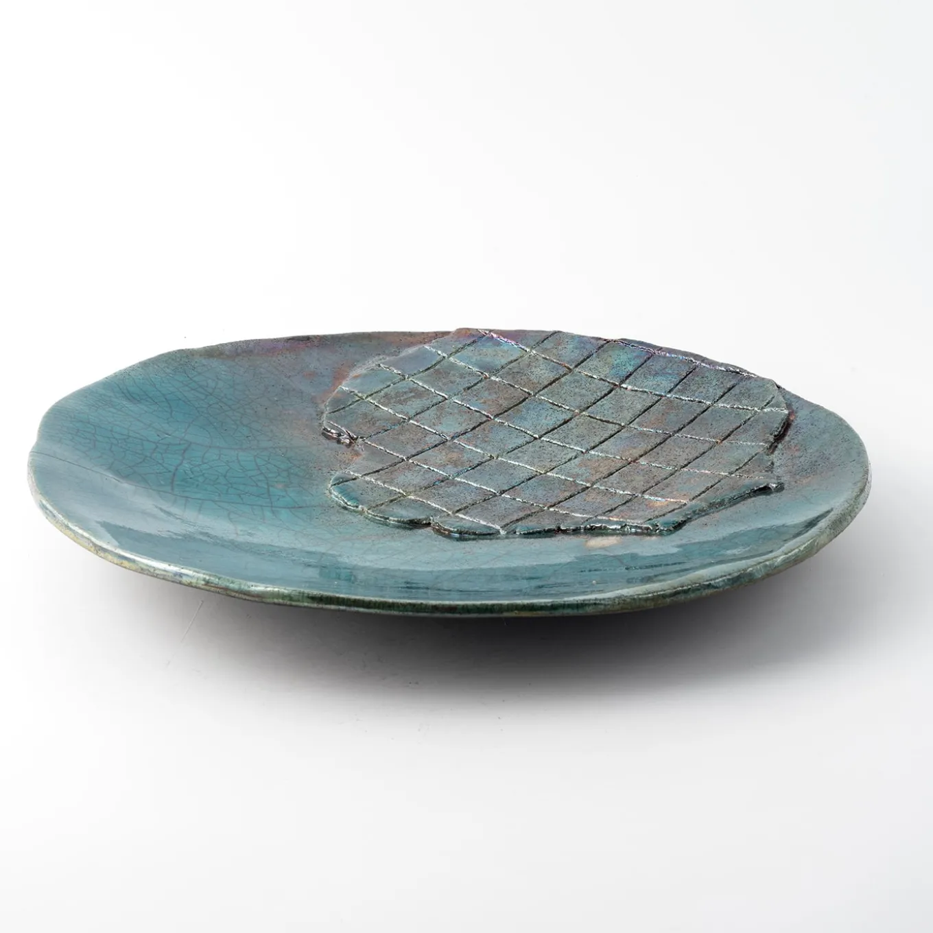 Piatto Decorativo Riflessi Veneziani In Ceramica Blu Di Nino Basso