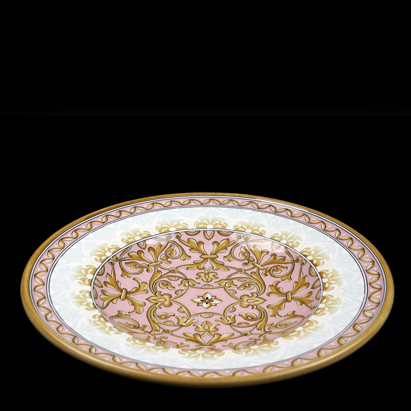 Piatto Decorativo Rotondo Pink Damask