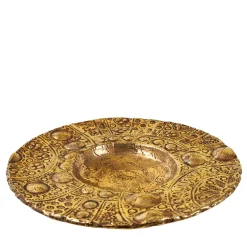 Piatto Grande Lys in ceramica oro di Gabriele Mengoni