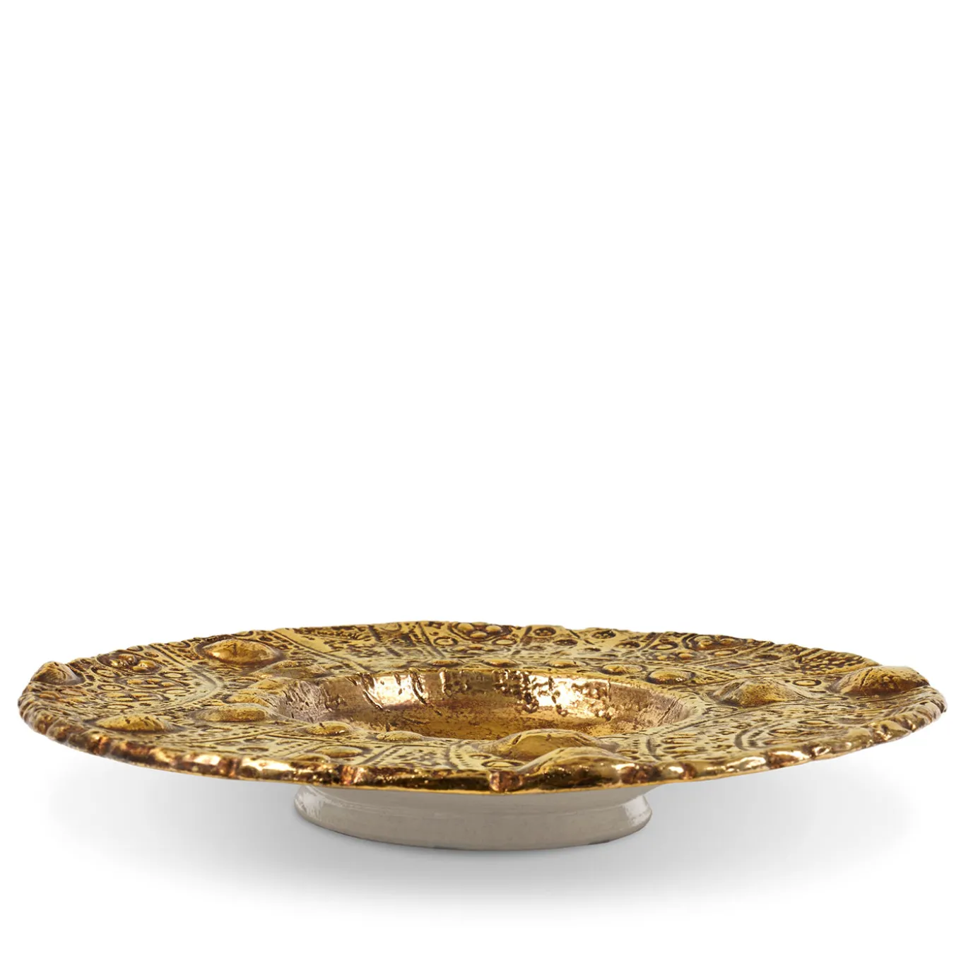 Piatto Grande Lys in ceramica oro di Gabriele Mengoni