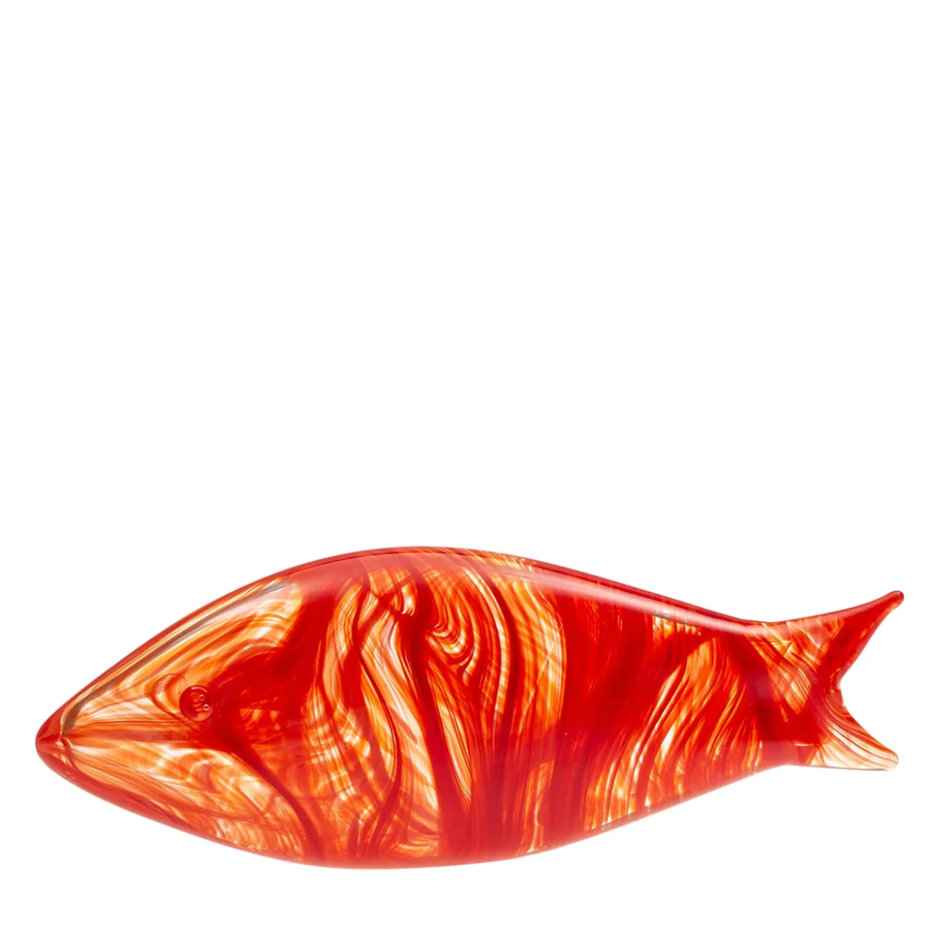 Piccolo pesce stilizzato in vetro di Murano rosso