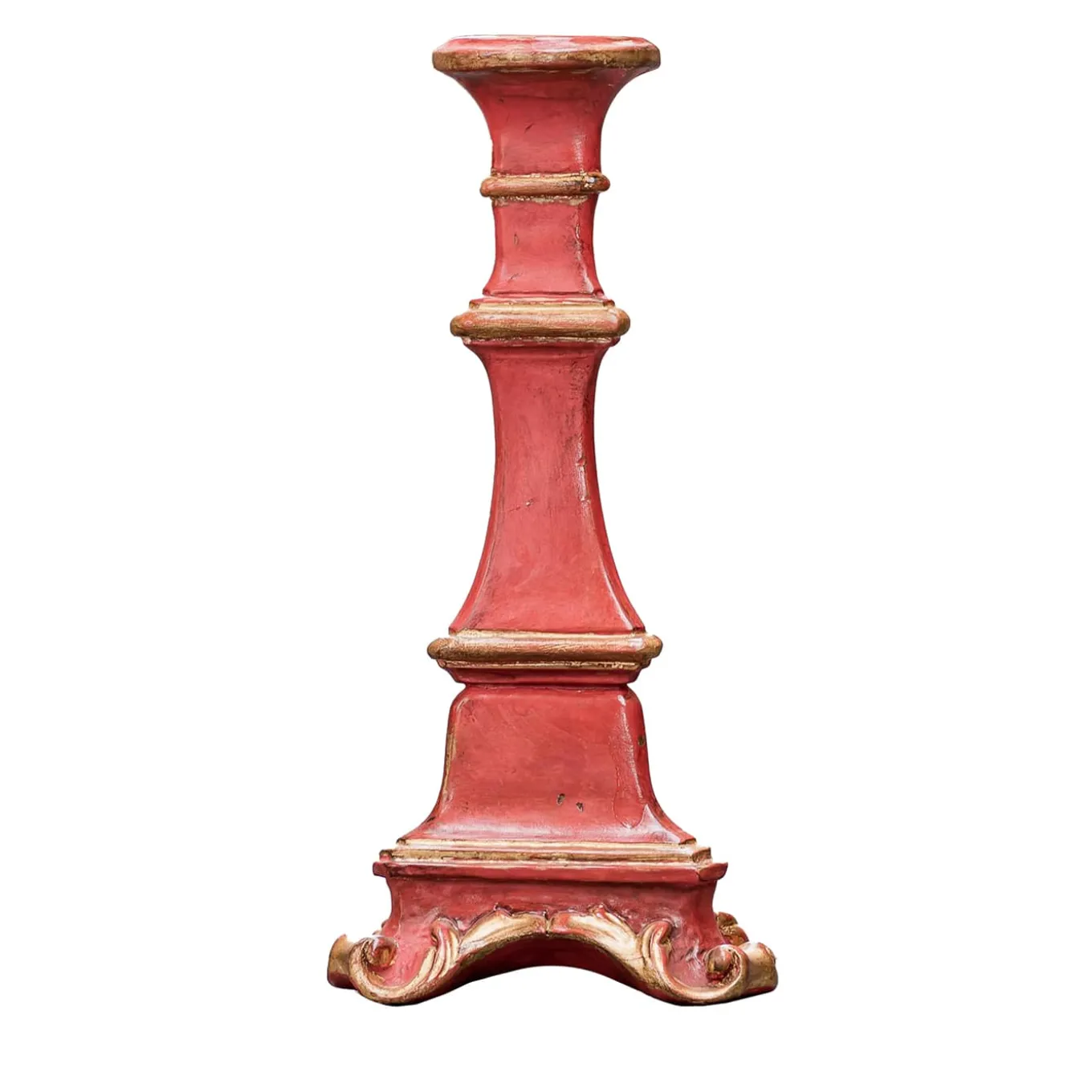 Piccolo portacandele di Gubbio in rosso e oro