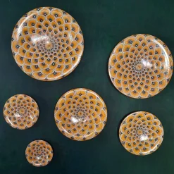 Piuma di pavone gialla ⌀ Piatto decorativo da 20 cm