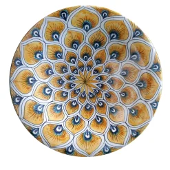Piuma di pavone gialla ⌀ Piatto decorativo da 25 cm