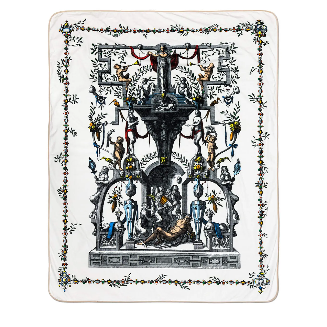 Pompei Plaid in velluto con disegno di grottesca