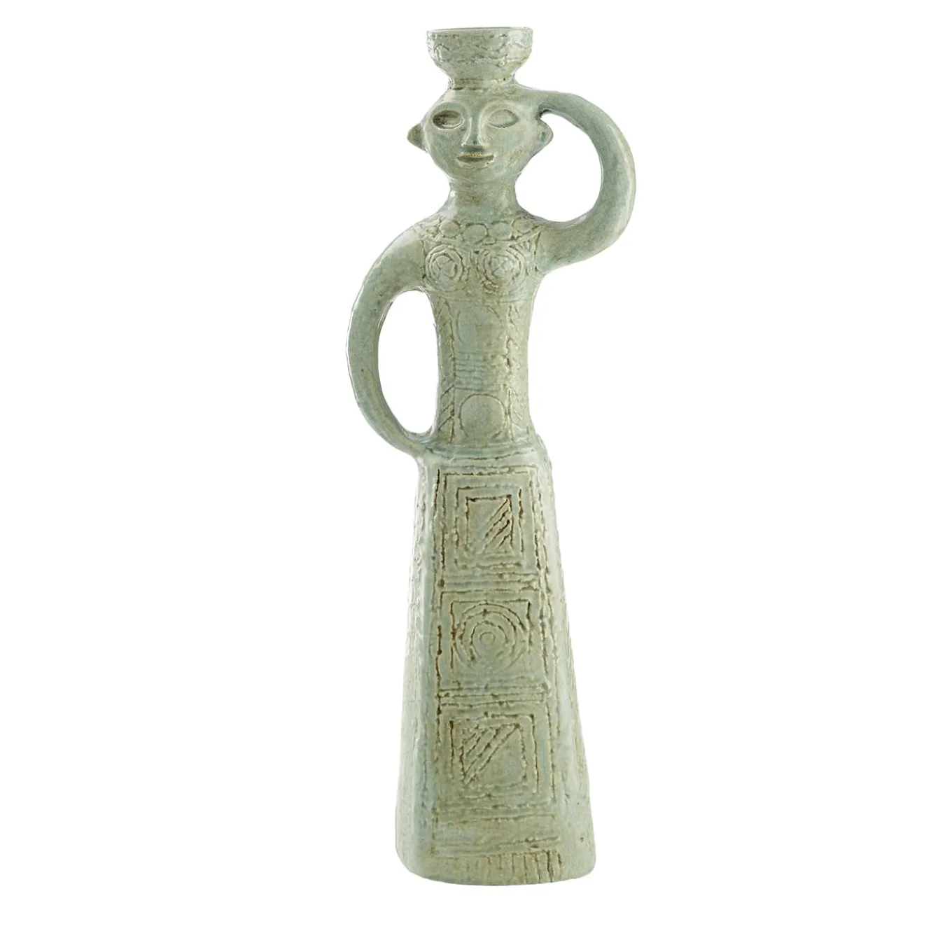 POP donna scultura in ceramica verde