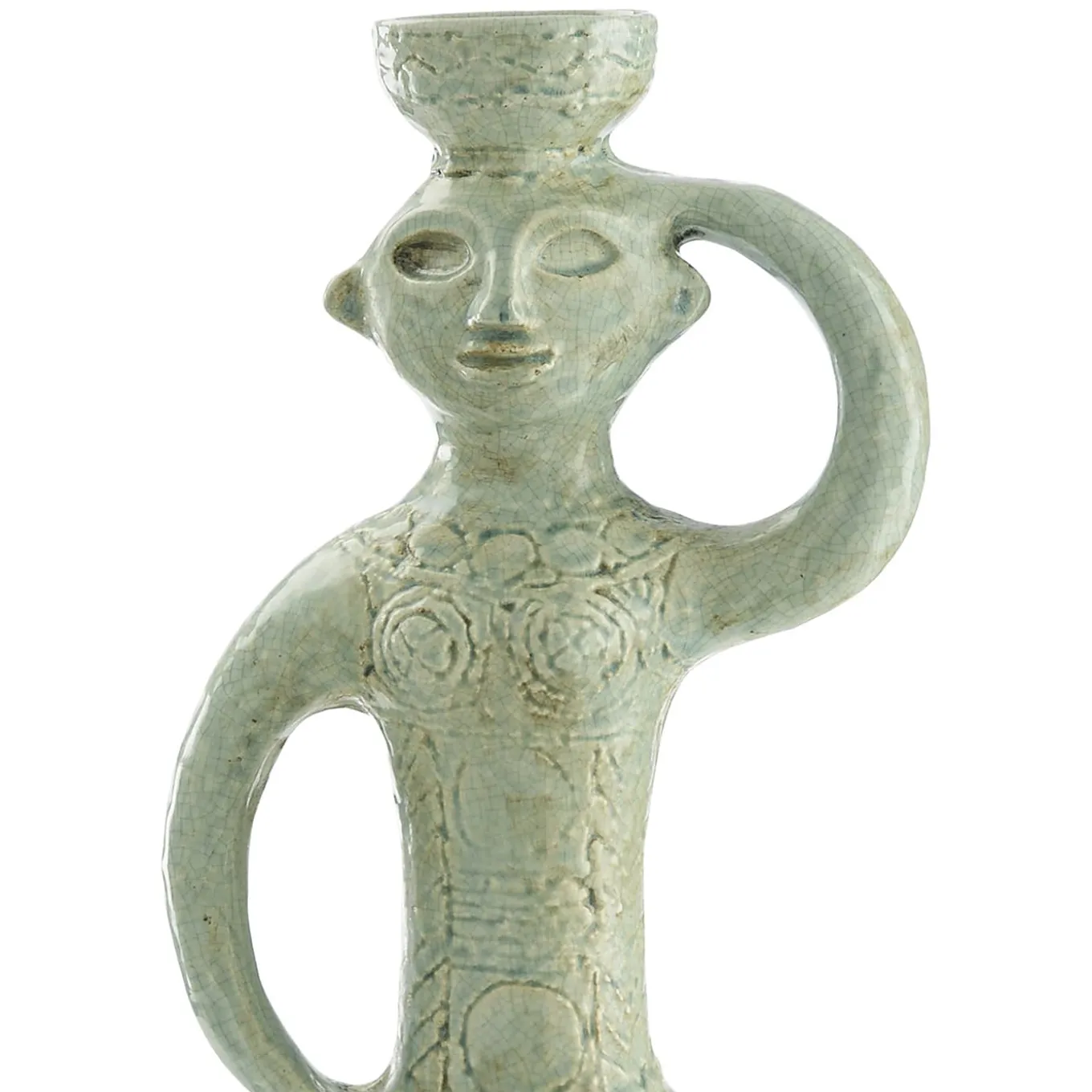POP donna scultura in ceramica verde