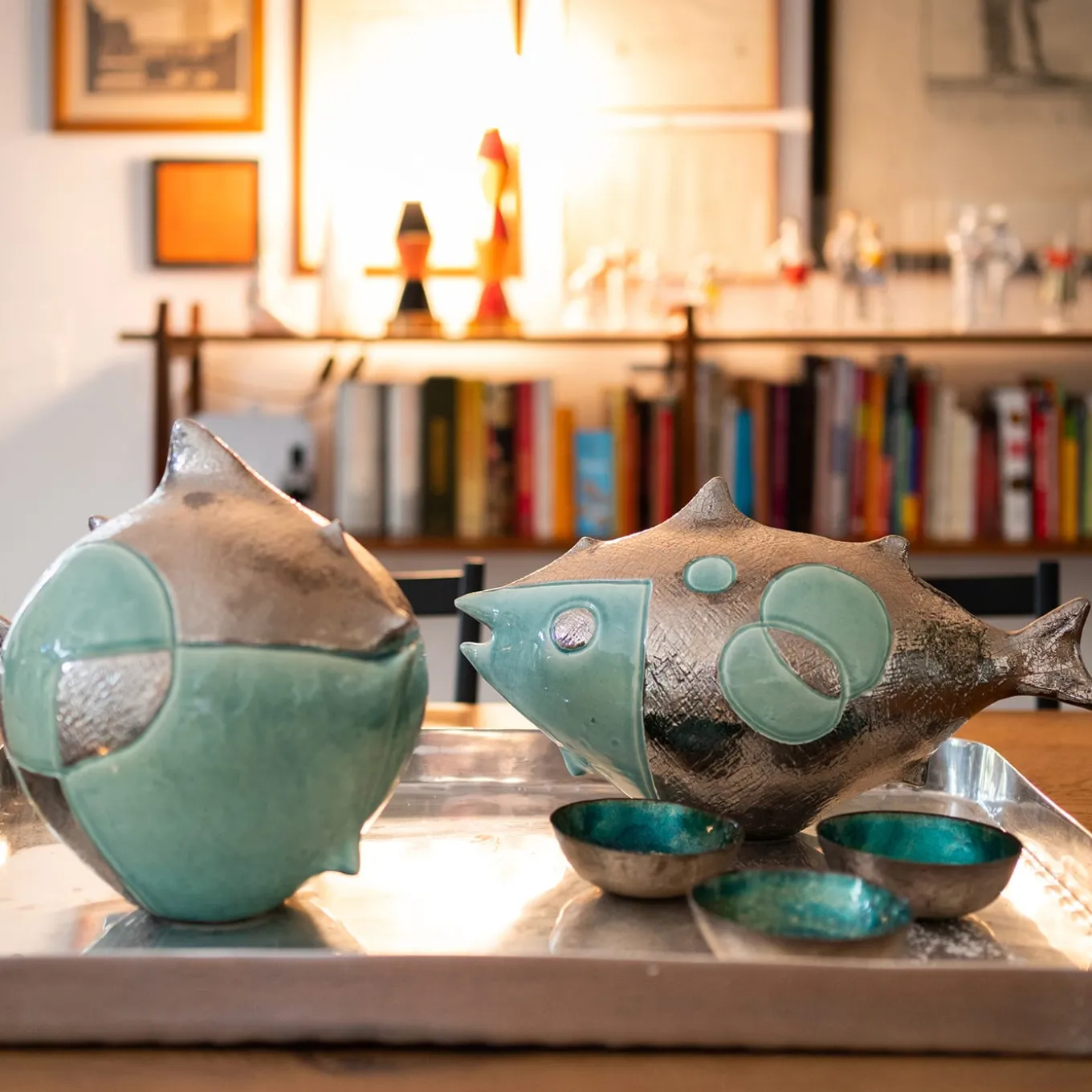 Pop pesce palla Scultura in ceramica