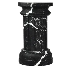 POR TAN TE Vaso a colonna in marmo nero satinato Marquina