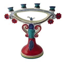 Portacandele a quattro bracci in ceramica
