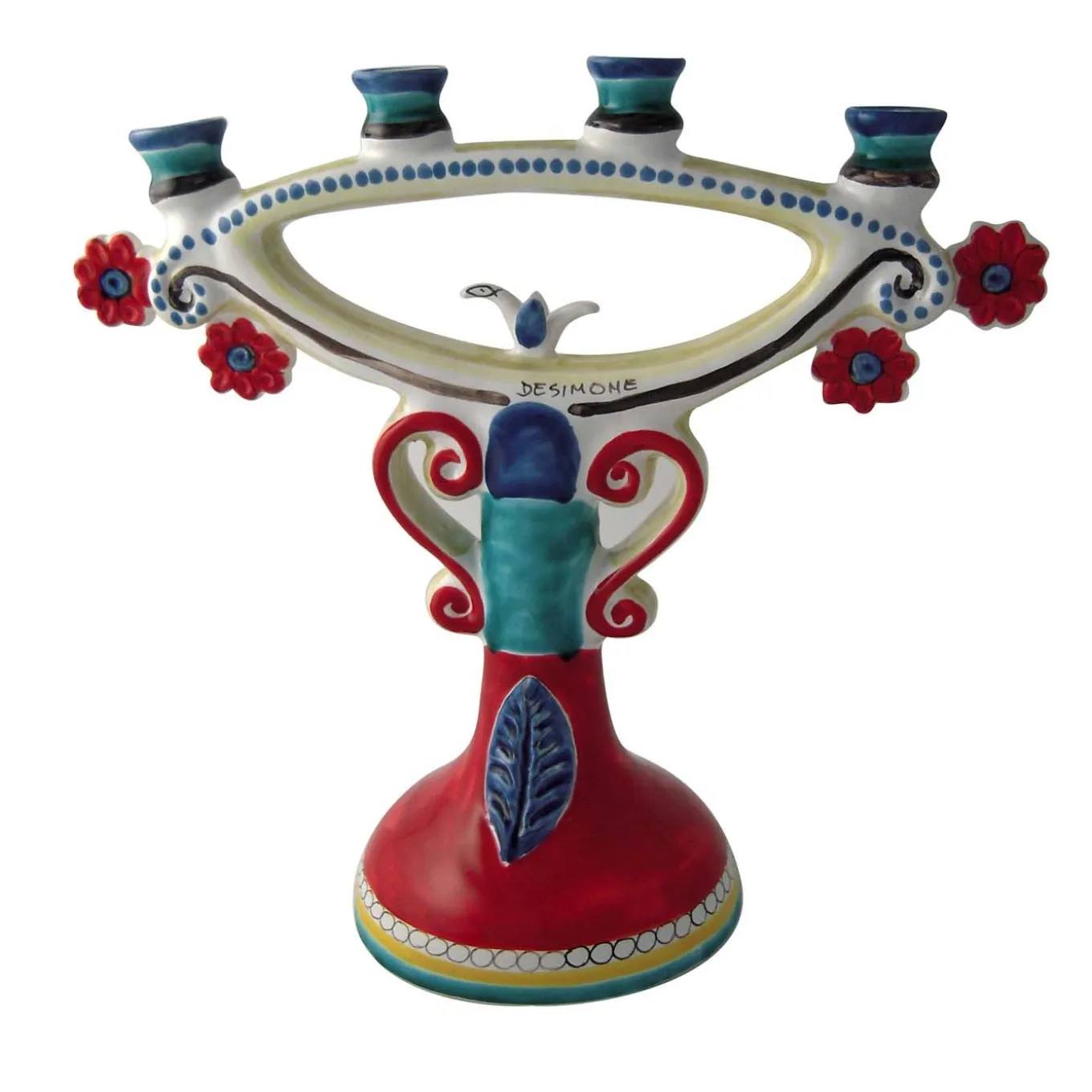 Portacandele a quattro bracci in ceramica
