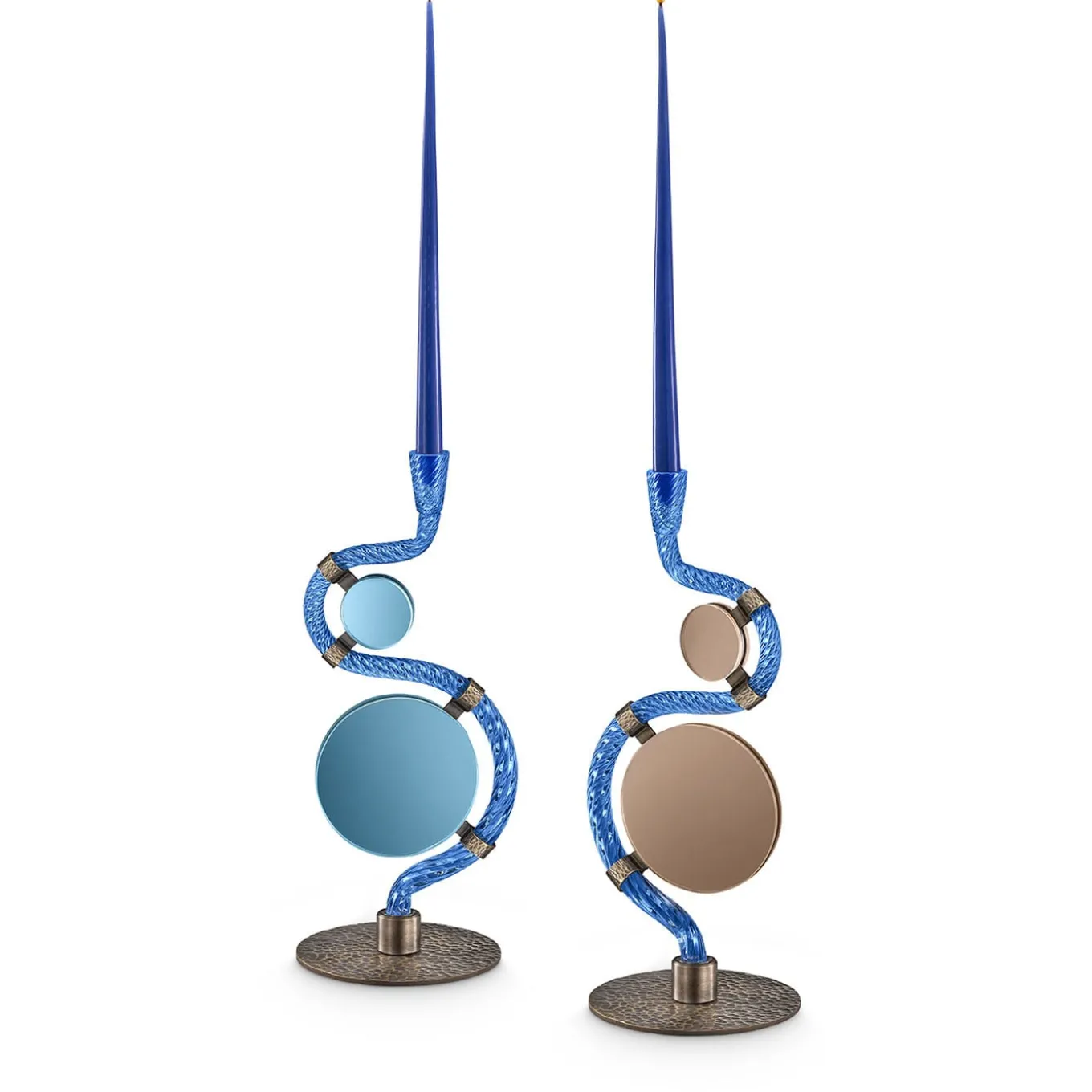 Portacandele Double-Face Blu "I 4 Ponti sul Canal Grande"