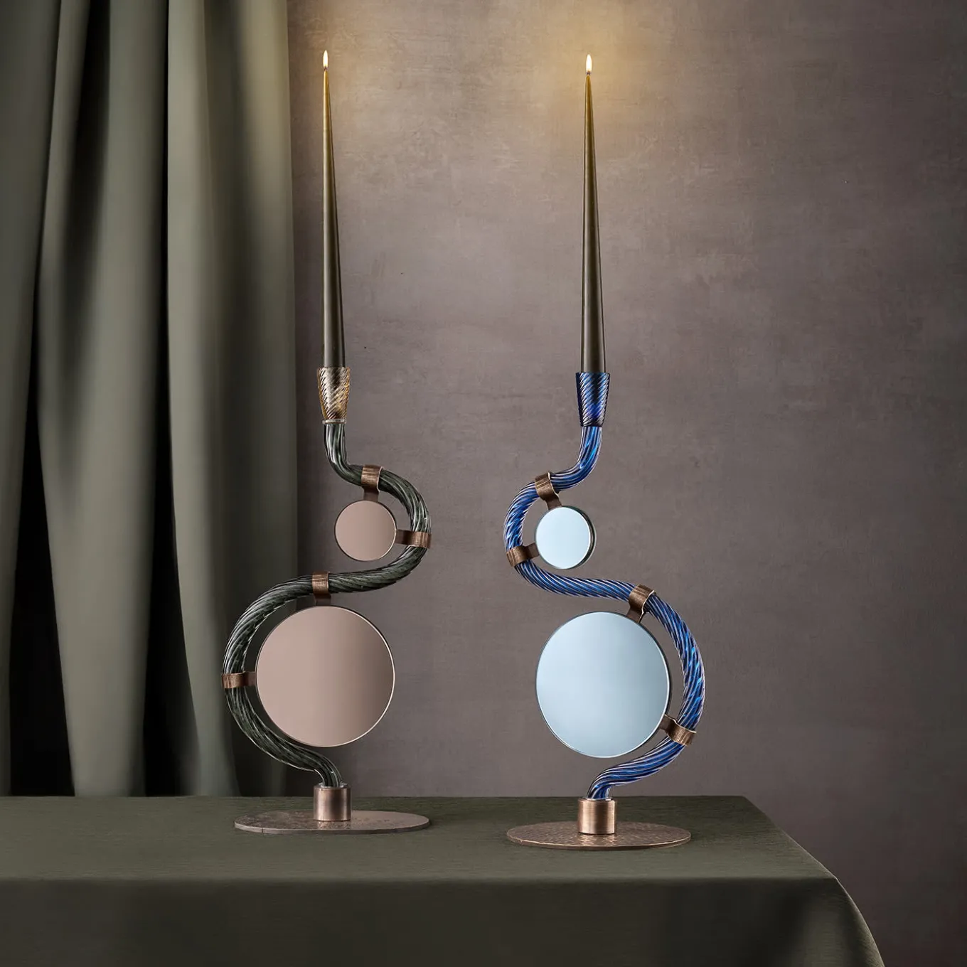 Portacandele Double-Face Blu "I 4 Ponti sul Canal Grande"