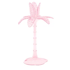 Portacandele grande in vetro soffiato rosa Las Palmas