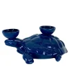 Portacandele in Ceramica Fiamme Bestiali Tartaruga Blu