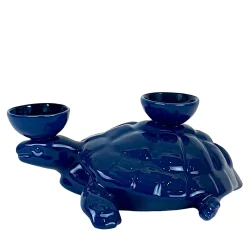 Portacandele in Ceramica Fiamme Bestiali Tartaruga Blu