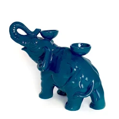 Portacandele in Ceramica Fiamme Bestiali Elefante Blu