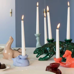 Portacandele in Ceramica Fiamme Bestiali Pantera Verde