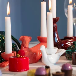 Portacandele in Ceramica Fiamme Bestiali Levriero Rosso Aragosta