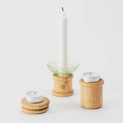 Portacandele in legno e vetro di Murano Faro 4177 Briccola