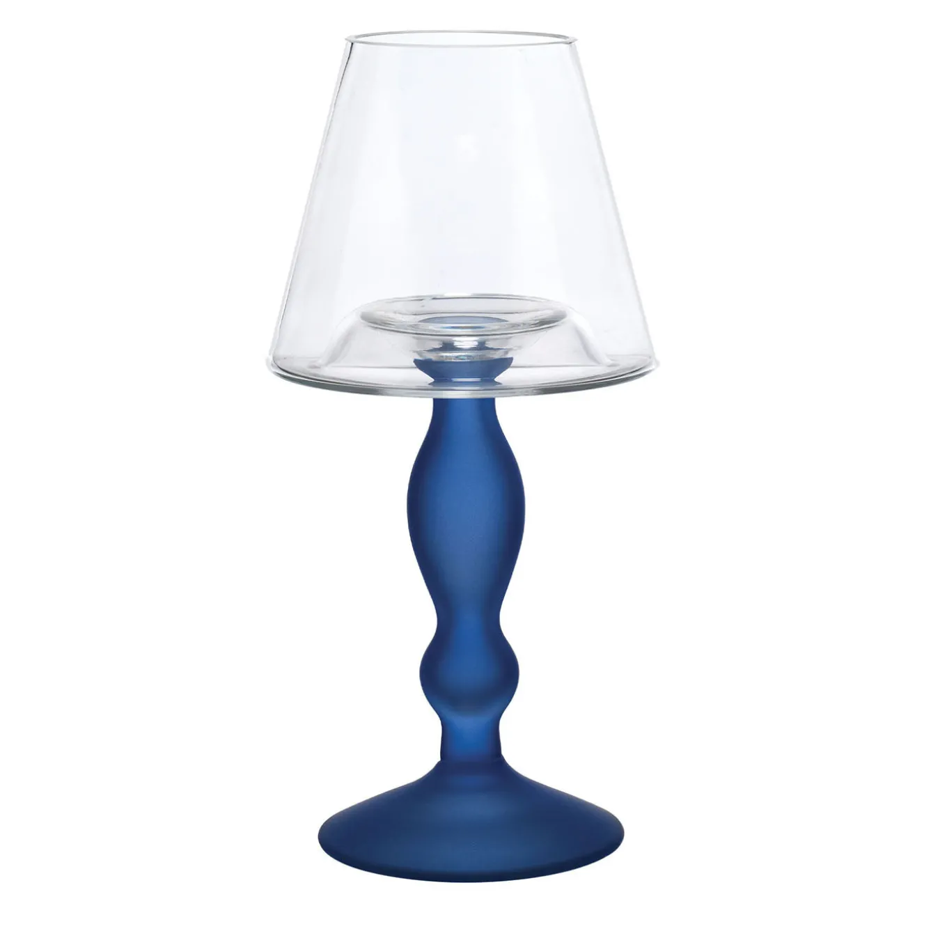 Portacandele in vetro blu Candel