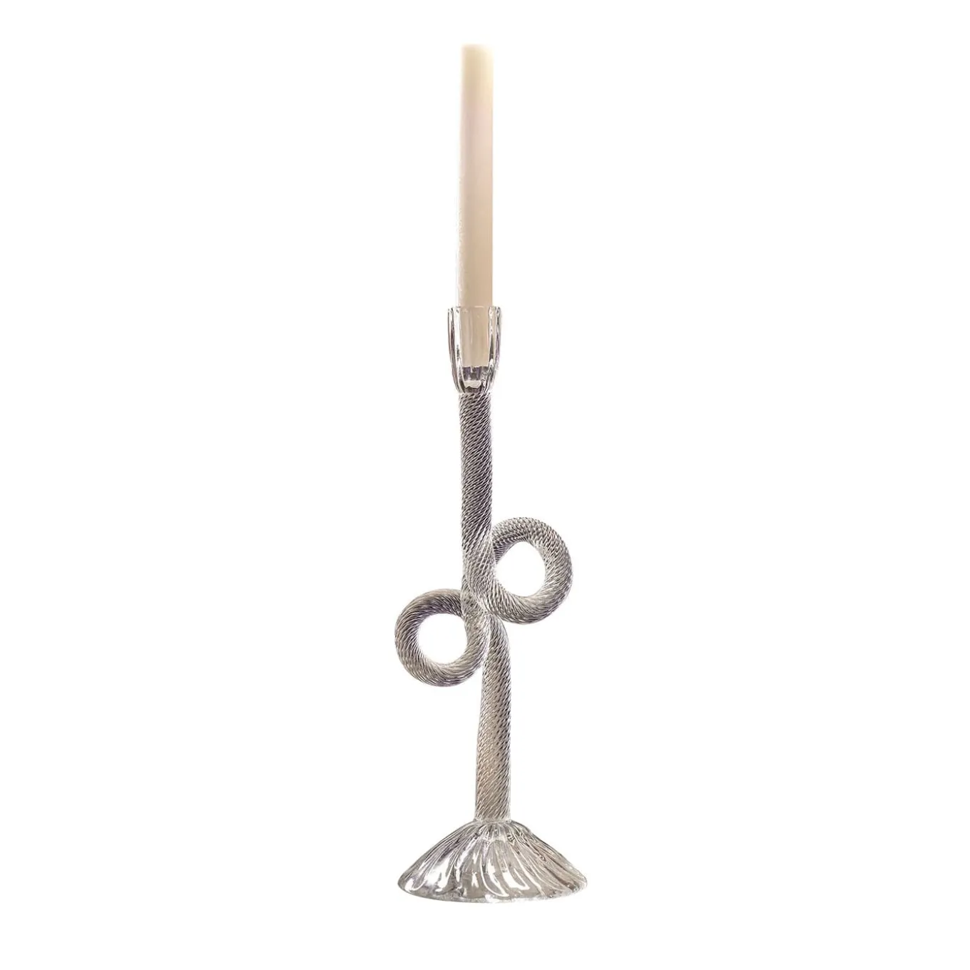 Portacandele in vetro di Murano Venetian Double Knot trasparente