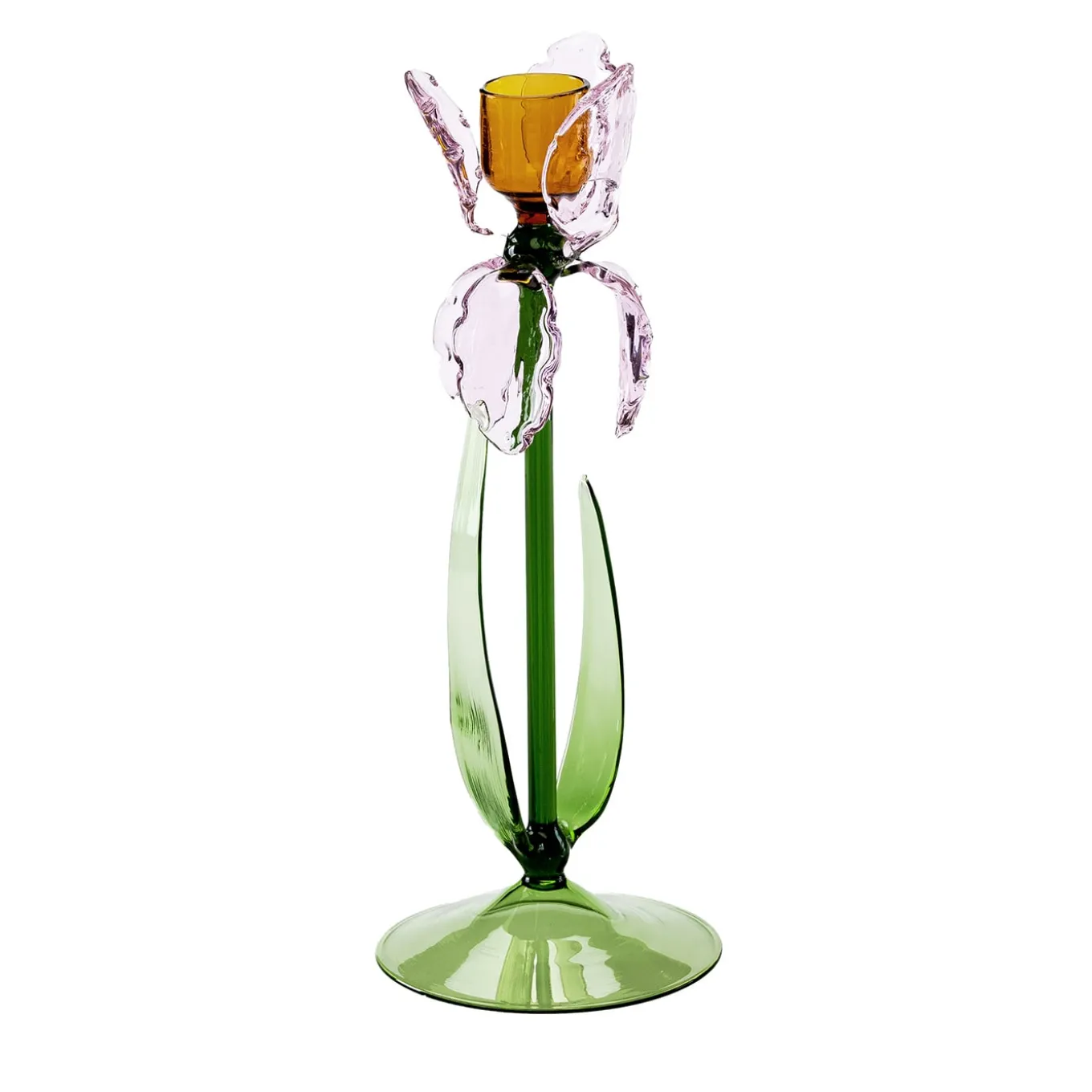 Portacandele in Vetro Rosa Iris di Summerill & Bishop