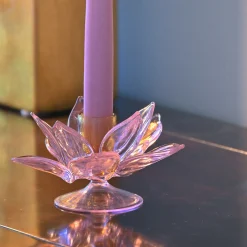 Portacandele in Vetro Rosa Lotus di Summerill & Bishop