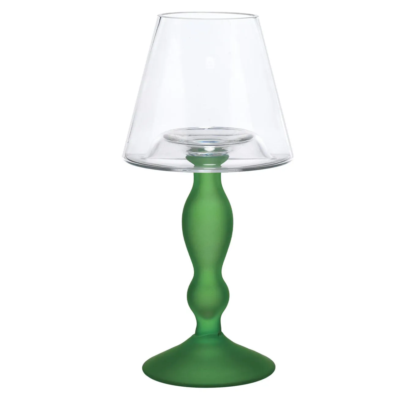 Portacandele in vetro verde Candel