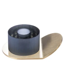 Portacandele Lumino Stripe in acciaio grigio e cristallo di Federico Peri