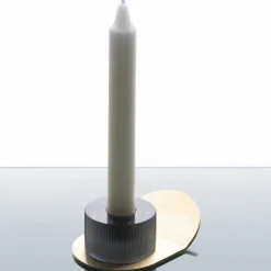 Portacandele Lumino Stripe in acciaio grigio e cristallo di Federico Peri