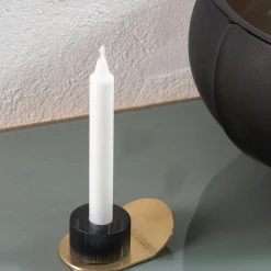 Portacandele Lumino Stripe in acciaio grigio e cristallo di Federico Peri