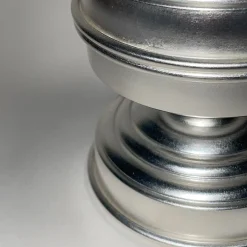 Portacandele scultoreo in ottone placcato argento