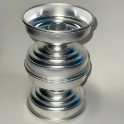 Portacandele scultoreo in ottone placcato argento