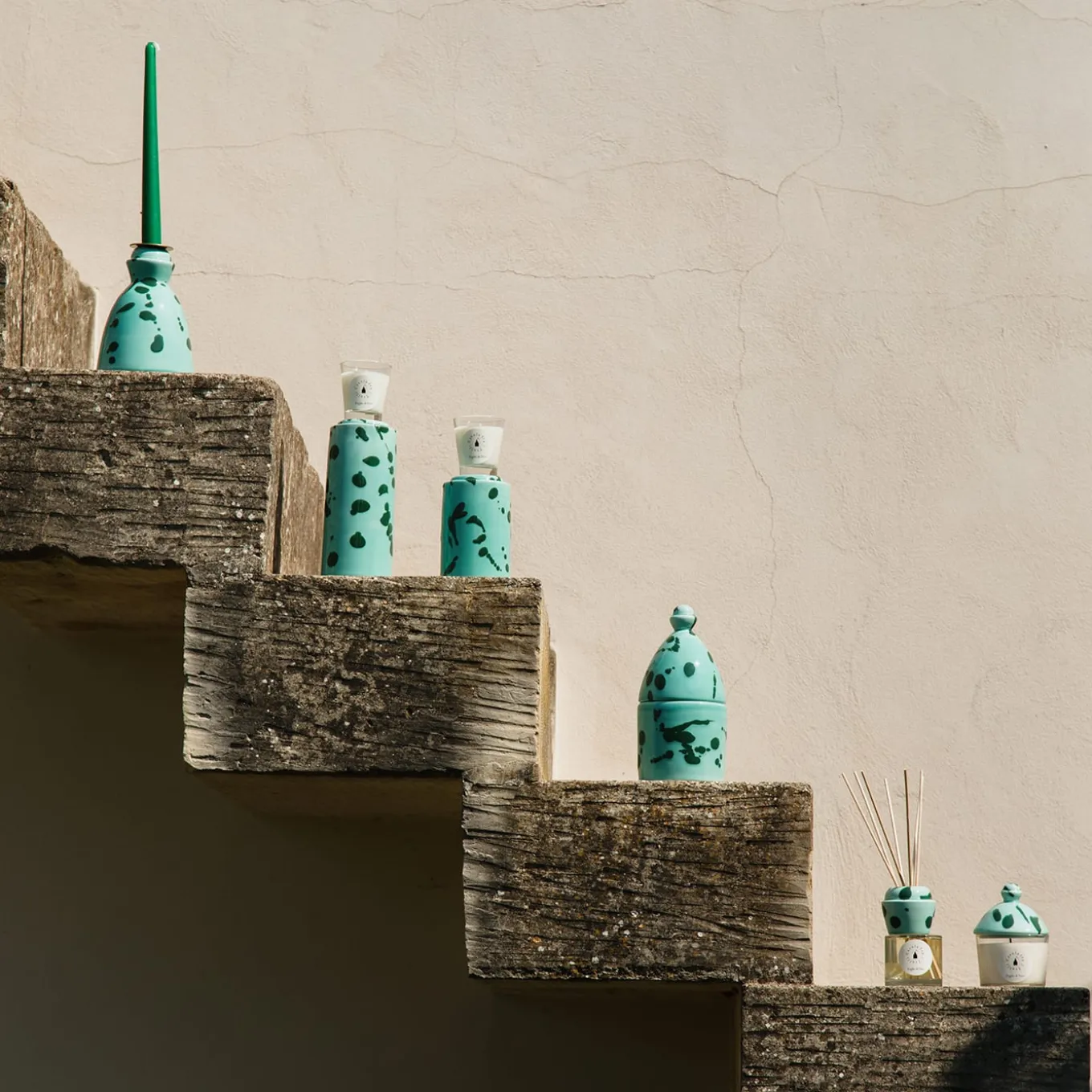 Portacandele Trullo verde e acquamarina