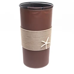 Portaombrelli in ecopelle beige con inserti in corda