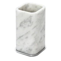 Portaspazzolino Polo in marmo Arabescato bianco