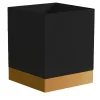 Portavaso a Rotelle In Metallo Nero E Ottone a Base Quadrata