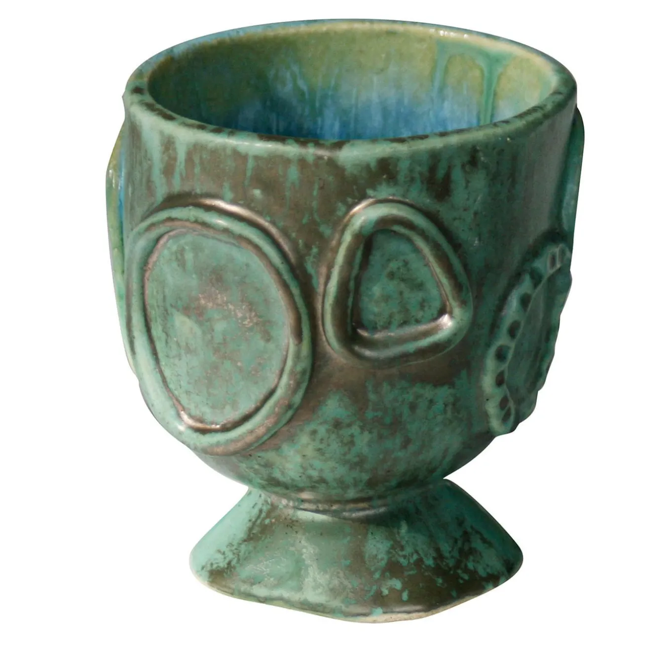 Portavaso piccolo in ceramica verde Acini